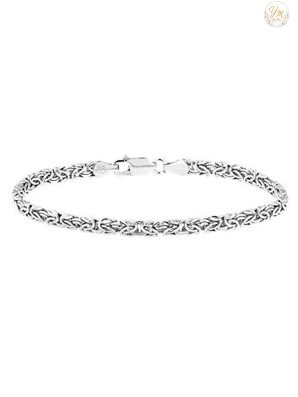 Italian 925 Sterling Silver Byzantine Link Chain Bracelet for Women
